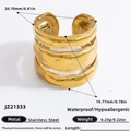 Irregular hammered gold stainless steel open ring with adjustable minimalist design - Gold Irregular Hammered Open Ring (JZ21333)