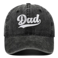 Washed black baseball cap with white Dad embroidery for Father's Day gifts - Black (Dad)