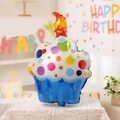 Μπαλόνι αλουμινίου σε σχήμα cupcake με κερί ουράνιο τόξο για διακόσμηση γενεθλίων - Μπλε τούρτα με κεριά