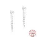 Eleganti orecchini nappa in argento 925 con stelle e zirconi luminosi per donna - Orecchini a doppia catena con zircone singolo / Argento
