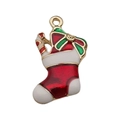Ciondolo a forma di calza di Natale in smalto e lega per gioielli fai-da-te - Calza di Natale (12539) / 1 Pezzo (15x27mm) / Rosso