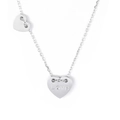 Collana a cuore in titanio argento con incisione Love e piccola pietra di zircone - Colore Acciaio (KN115906-KFC)