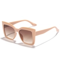 Übergroße quadratische Katzenaugen-Sonnenbrille mit beigem Rahmen und braunem Verlauf - Orange-Rosa Rahmen Tee Gläser
