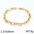 Golden titanium steel O-chain bracelet with textured oval links, size 210x6mm - 21cm / Gold