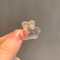 Mini molletta trasparente per capelli a forma di zampa di gatto con molla dorata - Orso / Champagne