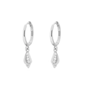 Silver S925 hoop earrings with crystal conch shell pendants for beach vacation - Sea Snail Style (B) / White Gold