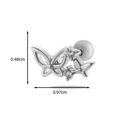 Piercing papillon en argent pour cartilage avec cristaux et dimensions 0,48x0,97 cm - Double Papillon Ajouré - Couleur Argent (2#)