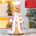 Poupée pain d'épice de Noël en robe à paillettes roses avec base en bois, haut de 24 cm - Bonhomme de Pain d'Épices Debout Style B