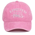 Pink vintage washed cotton baseball cap with Limited Edition 1965 white embroidery - Pink