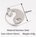Silver stainless steel yin yang flower earring pendant with technical dimensions - DY953 / Steel