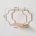 Golden iron wall shelf with wood base, 24x15cm minimalist nordic floating rack - Medium / Gold