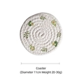 Round woven cotton coaster with green avocado print, 11cm diameter spiral heat mat - Avocado Coaster 11cm