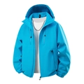 Veste outdoor homme bleu roi à capuche avec tissu imperméable et coupe-vent résistant - S / Bleu glacier