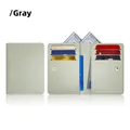 Gray lychee textured PU leather RFID blocking card wallet with 6 card slots and snap closure - RFID 9 Slots with Coin Pocket / Gray