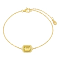 S925 sterling silver gold bracelet featuring a rectangular yellow zircon stone charm - 925 Silver / Yellow Zirconia Yellow Border Rectangle (DY150164-S-G-YE)