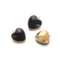 Detailed view of heart-shaped crystal pendants and gold-tone metal charms for DIY jewelry - Black Heart Pendant (13*15mm)