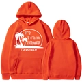 Orange hoodie with It's 5 O'clock Everywhere I'm Retired print and kangaroo pocket - Orange