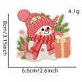 Pink snowman embroidered iron-on patch for Christmas crafts, size 8cm by 6.6cm - 17# Snowman with Warm Hat