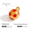 Pendaglio da calcio in acciaio inossidabile dorato anallergico con smalto rosso - Ciondolo Calcio Rosso Oro in Acciaio Inossidabile (PJ92632A)