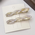 Romantic twisted acetate hair clips in purple and yellow marble finish with gold base - Purple & Yellow