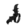 Gothic black bat open ring for women with detailed wings in a matte punk style - Adjustable Bat Ring / Matte Black