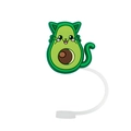 Cute green avocado cat silicone straw cover with transparent ring for accessories - Avocado Cat-1704-85