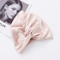 Champagne pink satin sleeping cap with adjustable elastic band and knot detail - Crossed Champagne