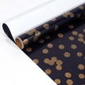 Dark blue luxury gift wrapping paper with golden glitter polka dots and metallic finish - Birthday Series - Black Gold Polka Dots/Roll / 43X300CM