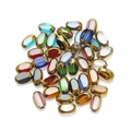 4x6mm colorful glass beads with gold trim for DIY jewelry making on white background - 4x6mm Gold Edged Seed Beads approx. 48pcs/Strand / Mixed Regular Colors Gold Edge (1 Pack)