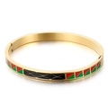 Titanium steel bangle with colorful resin enamel and 18k rose gold plating for women - Gold Geometric Triangle Style (KB117307-KSP)