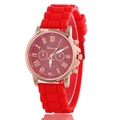 Orologio al quarzo Ginevra con cinturino in silicone rosso e cassa in oro rosa - Rosso