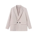 Blazer croisé rose pâle élégant au design minimaliste sur un fond blanc neutre - XS / Blanc Cassé