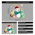 Christmas snowman and tree window static sticker decal, size 40x40cm for glass decor - Snowman Tree Gold Text (40*40cm)
