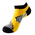 Gele lage katoenen sokken met zebrapatroon en contrasterende zwarte hiel en teen - Eén maat / C13 (Heldere Geel Zebra)