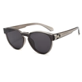 Polarized sunglasses with translucent dark grey frames and silver metal hinge accents - Grey Frame Grey Lens C4