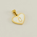 Close-up of heart-shaped gold pendant with white mother of pearl inlay and letter C detail - Letter C (Single Pendant)