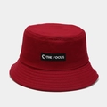 Close-up of wine red bucket hat fabric showing the square brand logo and stitching detail - M (56-58cm) / Burgundy