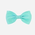 Light blue grosgrain ribbon bow hair clip for babies with classic ribbed texture - Single Item / Cyan