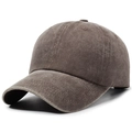 Casquette de baseball rétro en coton lavé anthracite avec effet usé et design épuré - Réglable / Café