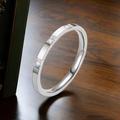 Slim silver stainless steel ring featuring three small round-cut clear zircon stones - 9-2 Steel Color With Three Rhinestones (refundable And Exchangeable If Fading) / Size 5