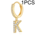 Gold-plated letter K earring with sparkling micro-pave cubic zirconia stones - Single Letter Earring K