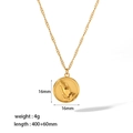 Collier en acier doré 18 carats avec médaille Œil de Démon 16mm et chaîne 460mm - Style Rond Main de Prière (TN3178)