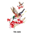 Waterproof temporary tattoo sticker TH-445 featuring watercolor hummingbirds and red flowers - Th-445 / 210*148mm