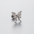 Silver butterfly helix stud earring in titanium steel with sparkling zircon butterfly wings - Single Piece / Silver Butterfly Screw Back (A017-2#)