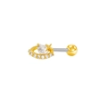 Star and heart-shaped cartilage earring with sparkling zircons and a golden finish - Clear Heart Star Two-Tone Style (24081301-11)