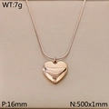 Collar con colgante de corazón 3D en oro rosa con cadena de serpiente y pulido espejo - Estilo de Corazón Sólido (KN238346-Z) / Oro rosa