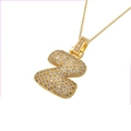 Collar con letra Z en oro de 18k con circonitas pavé brillantes y cadena tipo box - Colgante + Cadena de Caja / Oro Z