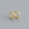 Minimalist gold-plated S925 silver hoop earrings with oval zircon and pavé setting - Oval Stone / Gold