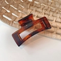 Large square amber tortoiseshell hair claw clip in high quality resin for women - Caramel Hollow Hair Claw