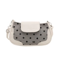 Polka dot underarm bag in creamy white leather with adjustable shoulder strap - White